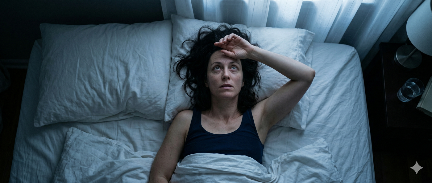 Woman lying awake at 2 AM